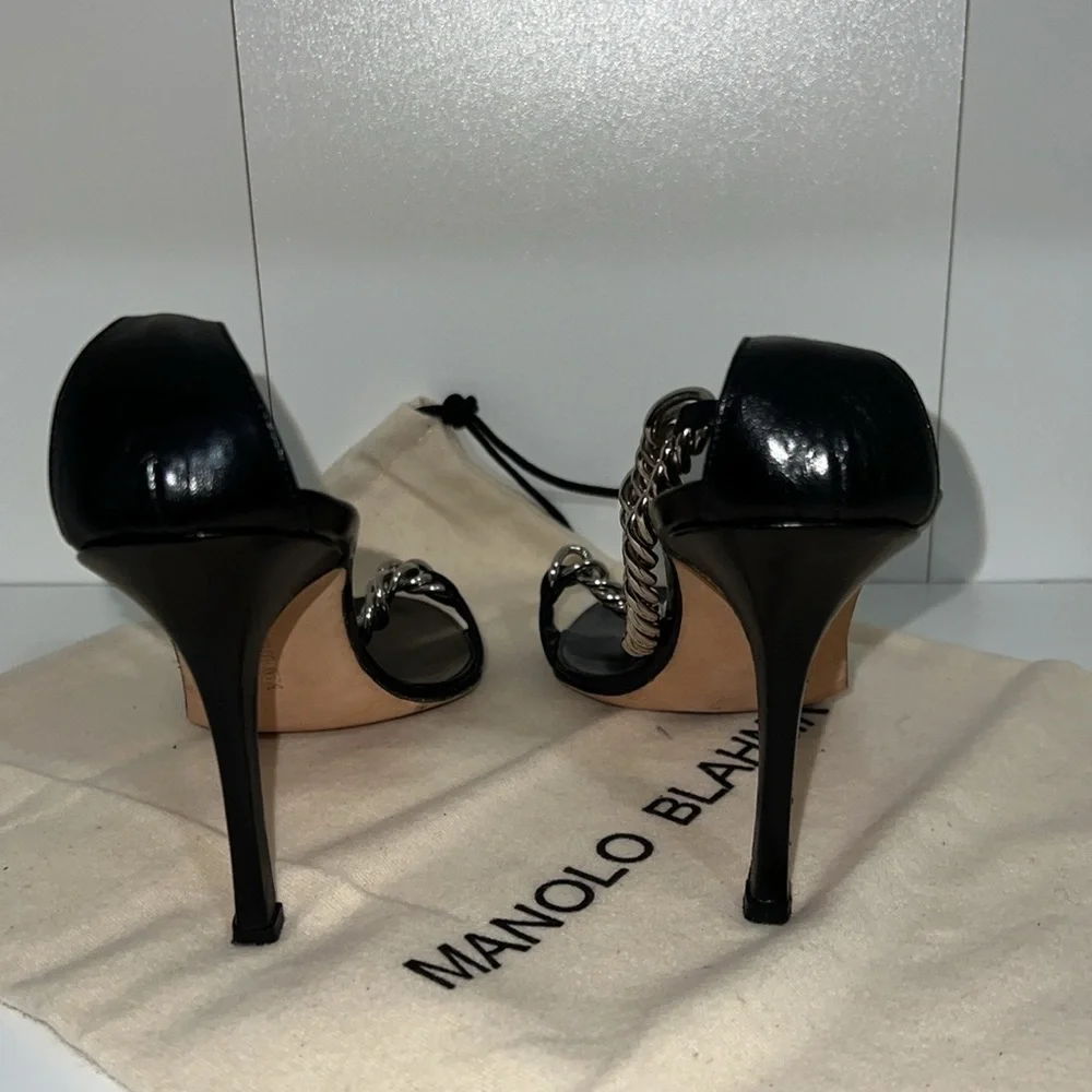 MANOLO BLAHNIK CHAIN STRAP HEELS - Picture 5 of 9